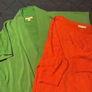 EUC L Cardigan & 3/4 sleeve top